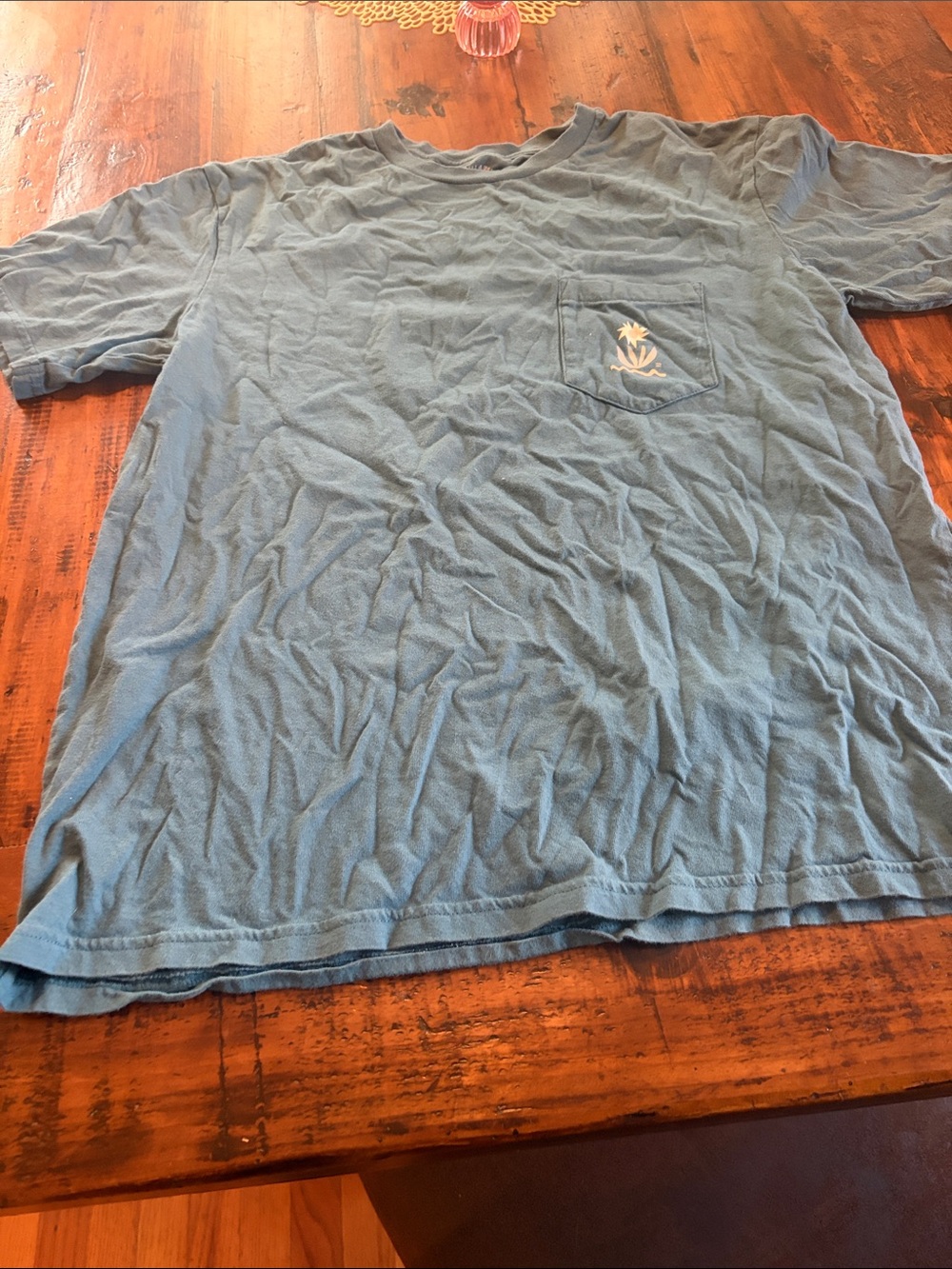 Billabong Light Blue Short Sleeve Pocket Tee with Palm Logo